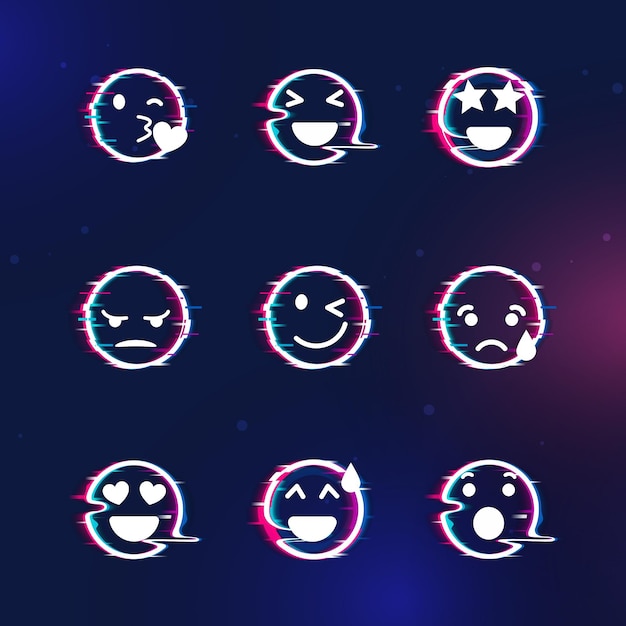 Vector glitch emojis colecciones