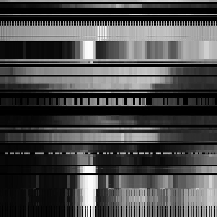 Vector glitch fondo abstracto con error de efecto de distorsión líneas blancas y negras horizontales aleatorias