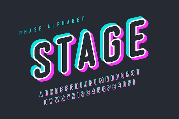 Glitched display alfabeto diseño tipografía letras y números tipografía
