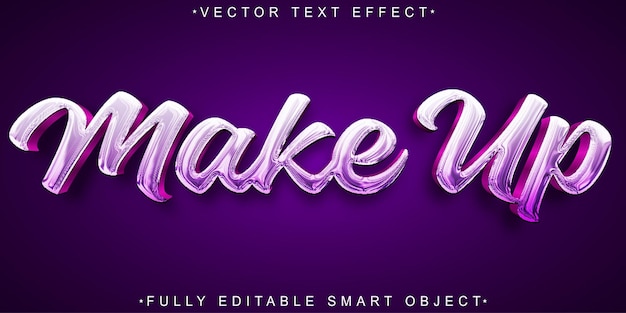 Glitter Luxury Make Up Vector Objeto inteligente totalmente editable Efecto de texto