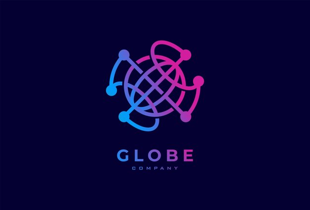 Globe Technology Logo Design plantilla de logotipo de globo terráqueo utilizable para tecnología y logotipos de empresas