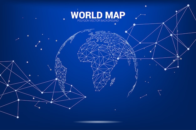 Globo 3d mapa del mundo wireframe dot connect line polygon