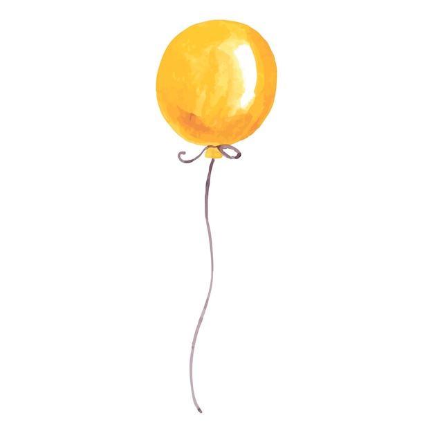 Globo de acuarela amarillo feliz cumpleaños ilustración vectorial