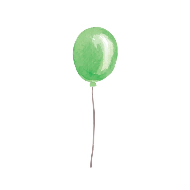 Globo de acuarela verde feliz cumpleaños ilustración vectorial