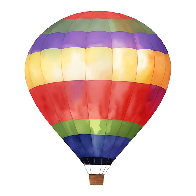 Globo Aerostático Aislado Dibujado A Mano Detallada Pintura Ilustración