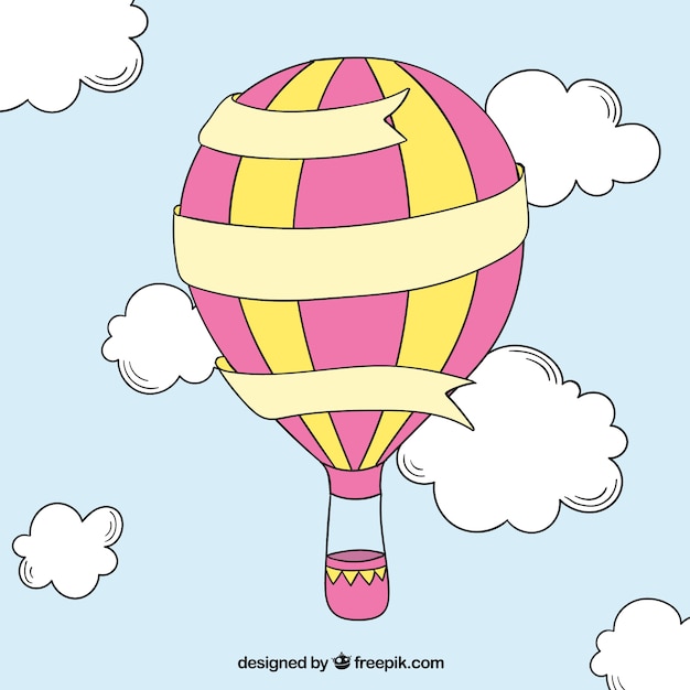 Globo de aire caliente dibujado a mano