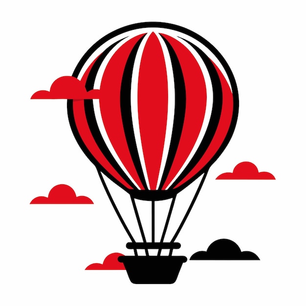 un globo de aire caliente con un diseño de rayas rojas y blancas