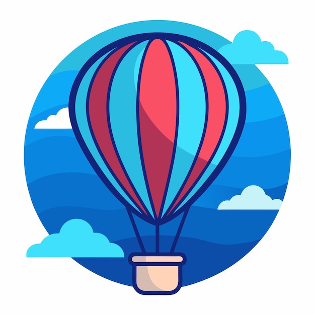 un globo de aire caliente con un diseño rojo y azul en la parte inferior