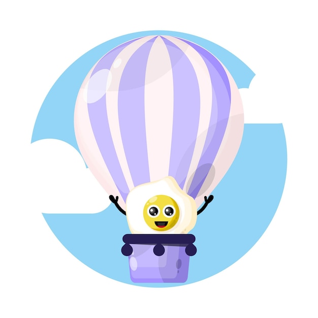 globo de aire caliente huevo lindo personaje logo