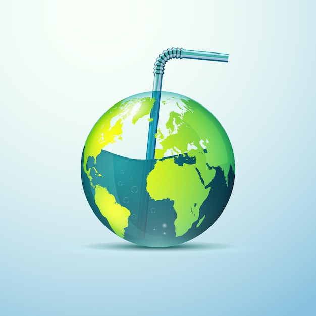 Globo en una bola de cristal con un concepto de ilustración vectorial de paja Editable eps10