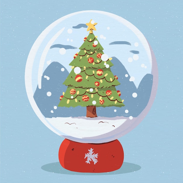 Globo de bola de nieve de navidad en acuarela