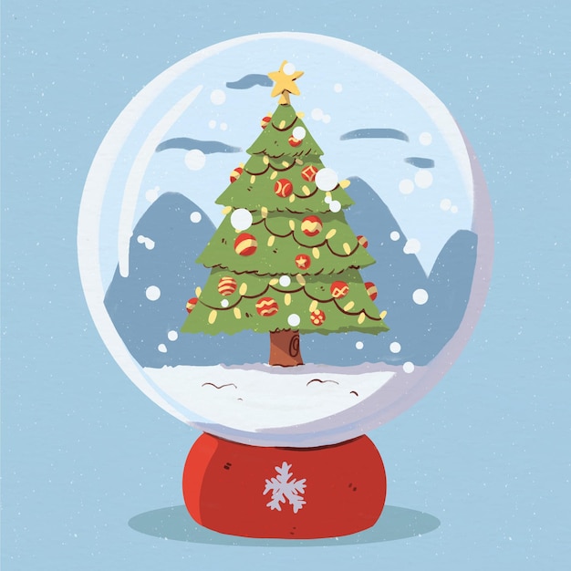 Vector globo de bola de nieve de navidad en acuarela