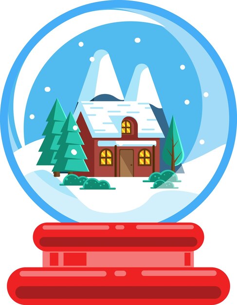 globo de bola de nieve de navidad con diseño plano