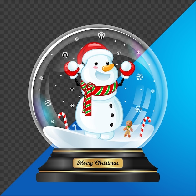 globo de bola de nieve de navidad con muñeco de nieve y copos de nieve