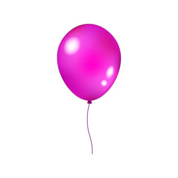 Globo con brillo Globo inflable rosa plano en una cuerda Icono de vector