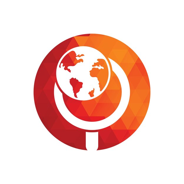Globo búsqueda logo vector icono mundo y lupa logo combinación