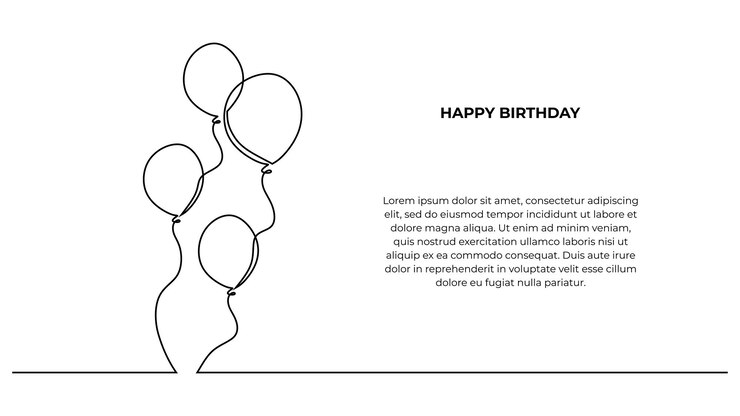 Globo de celebración de cumpleaños de arte de una línea continua Decoración de fiesta de vacaciones Concepto de diseño boceto ilustración vectorial