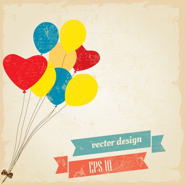 globo de corazón vintage postal - diseño vectorial