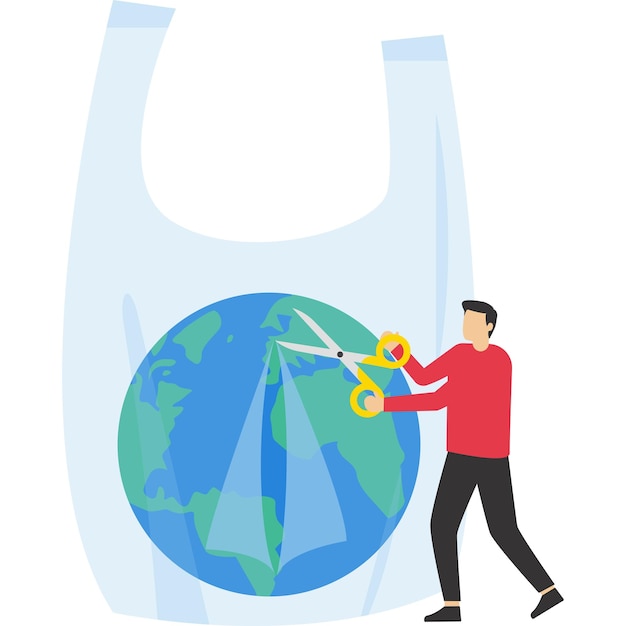 Globo de cristal en bolsa de basura contaminación plástica limpieza ambiental salvar el mundo planeta tierra