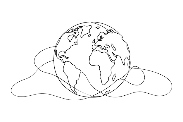 globo cubierto de líneas intersectantes línea con ilustración vectorial en fondo blanco