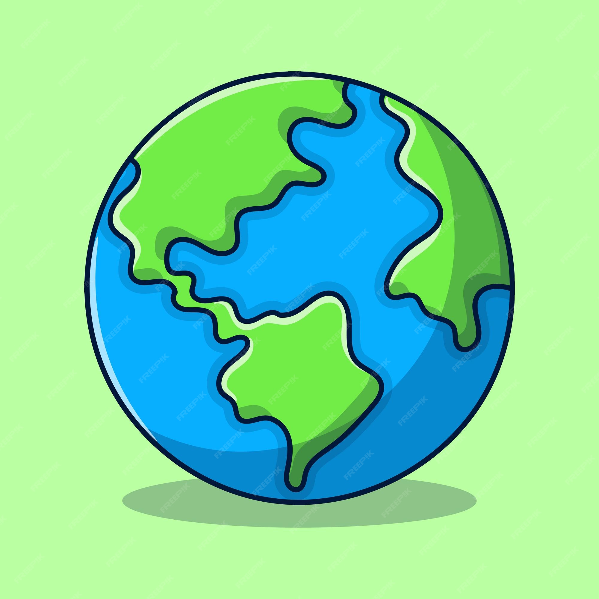 Globo de dibujos animados o tierra con estilo de garabato dibujado a mano de color | Vector Premium Globo de dibujos animados o tierra con estilo de garabato dibujado a mano de color | Vector Premium