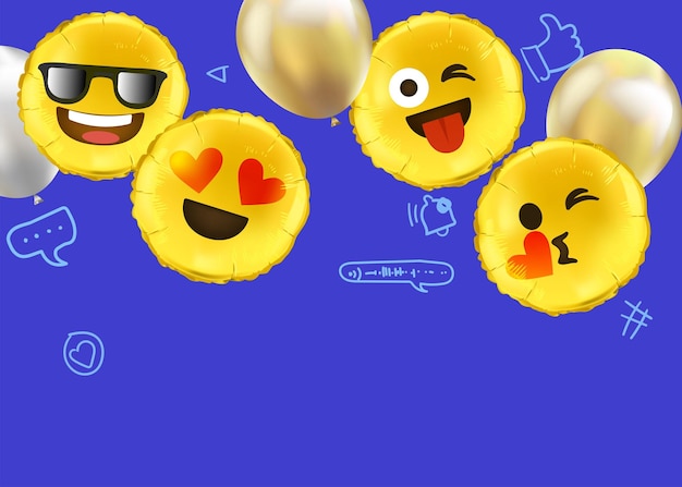 Globo emoji con íconos de redes sociales