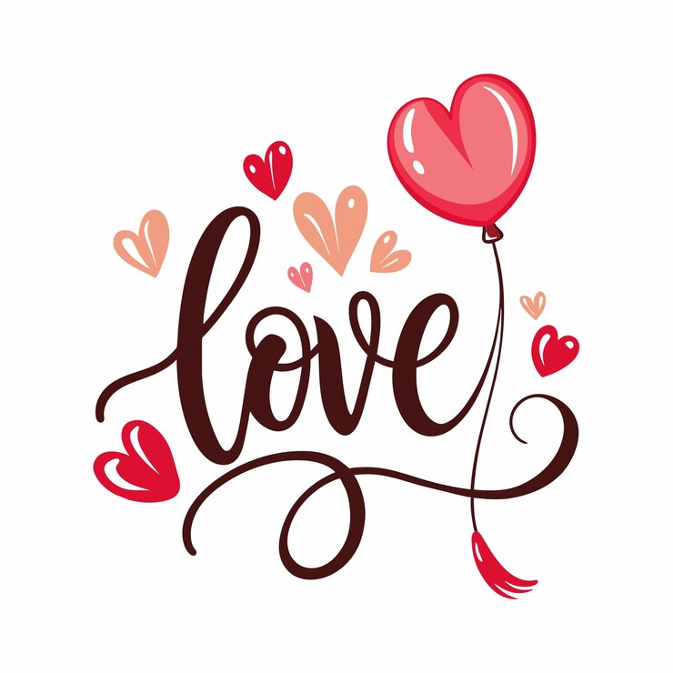 Vector un globo en forma de corazón con la palabra amor en él