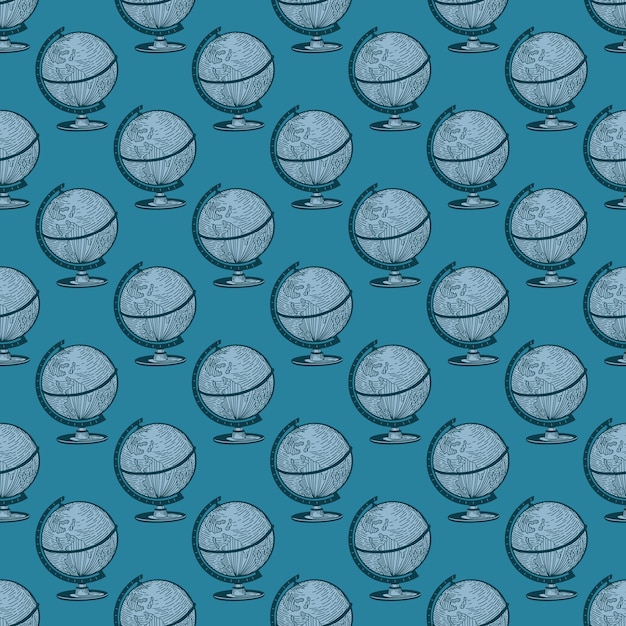 El globo grabado de patrones sin fisuras Vintage fondo antiguo atlas tierra en estilo dibujado a mano