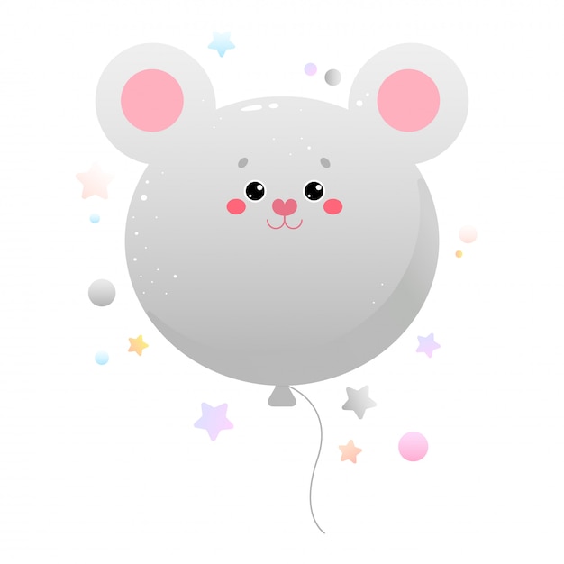 Globo kawaii cute mouse, rata. animal aislado