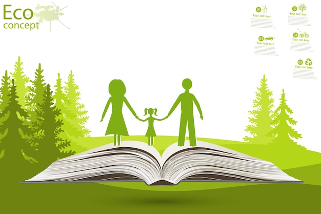 Globo en libro abierto Globo verde en el árbol El concepto de ecología para salvar el planeta