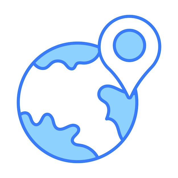 Globo mundial con vector de pin del mapa de la ubicación global en estilo de moda