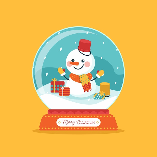 Globo navideño de bola de nieve en diseño plano