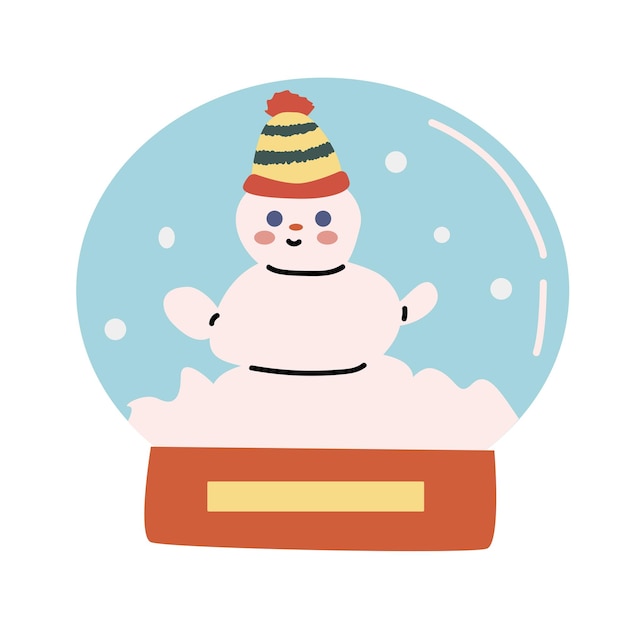 Globo de nieve bola de Navidad mágica bola de vidrio de dibujos animados plana con juguetes muñeco de nieve