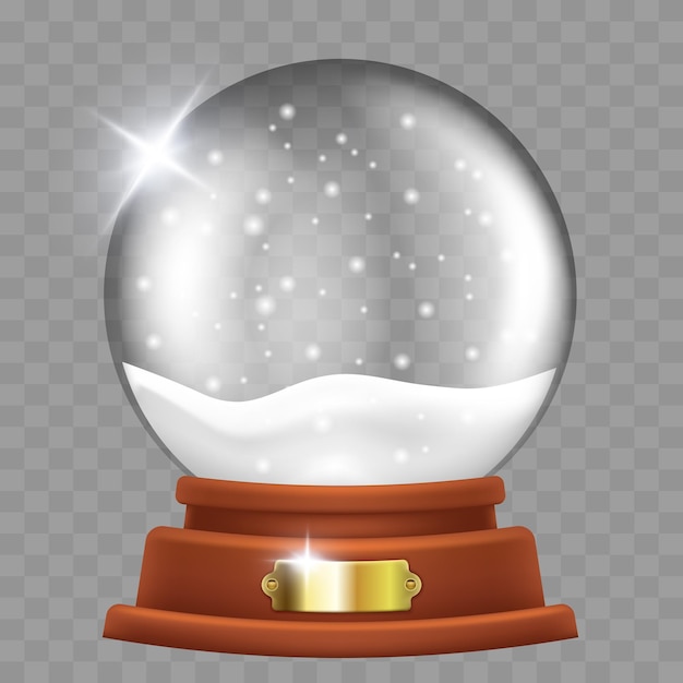 Globo de nieve Bola de vidrio con nieve Clipart vectorial aislado sobre un fondo transparente