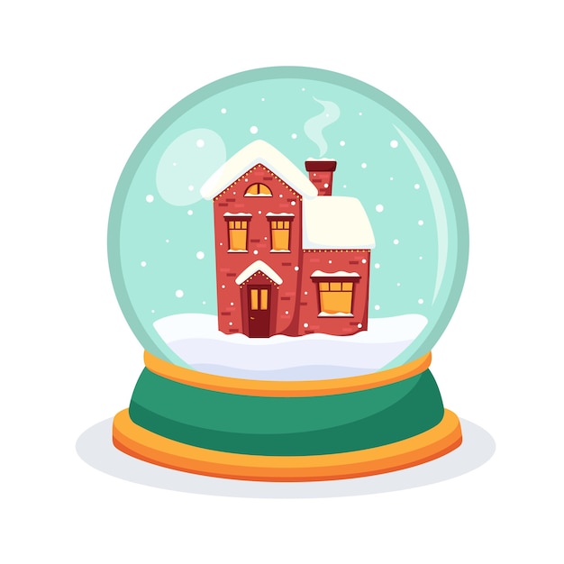Globo de nieve de Navidad con una casa dentro