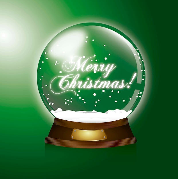 globo de nieve de Navidad verde feliz Navidad ilustración vectorial