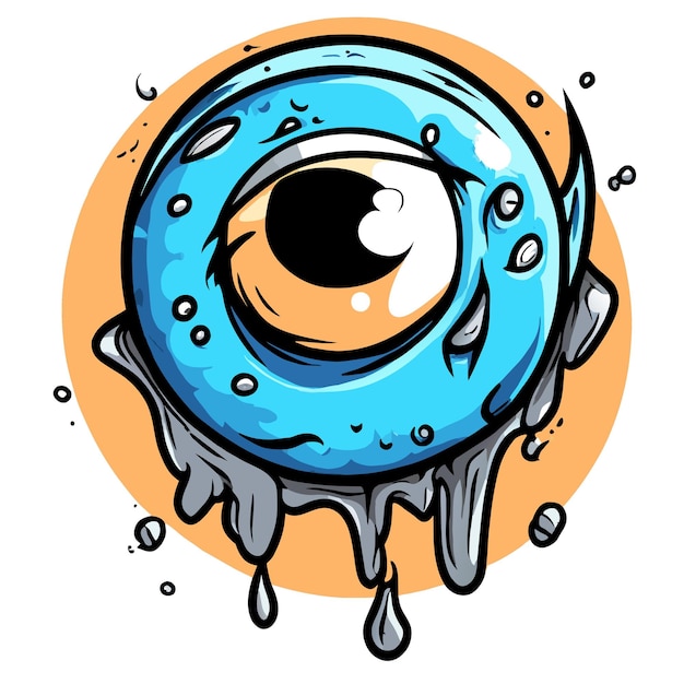 Vector globo ocular dibujado a mano plano elegante mascota personaje de dibujos animados dibujo pegatina icono concepto aislado