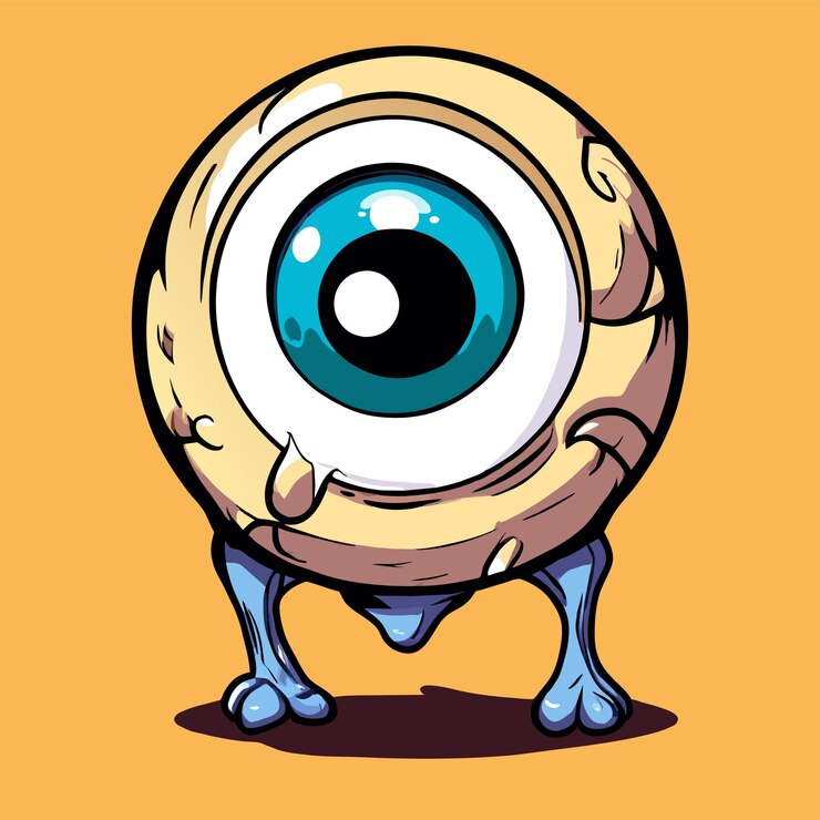 Vector globo ocular dibujado a mano plano elegante mascota personaje de dibujos animados dibujo pegatina icono concepto aislado