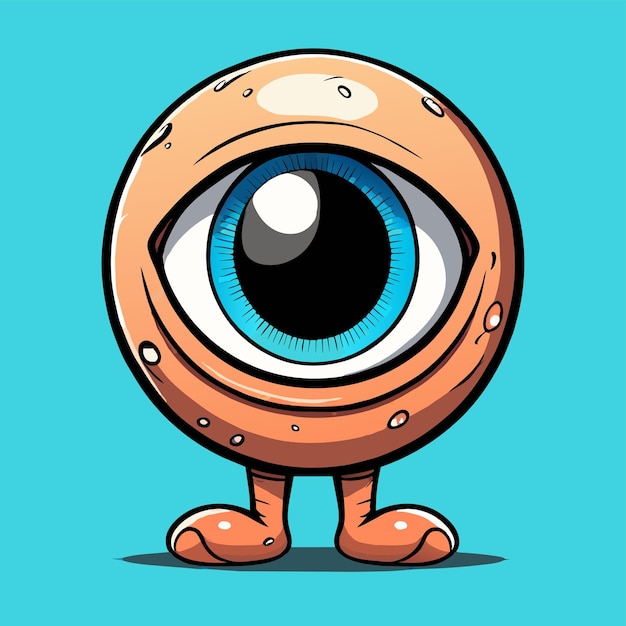 Vector globo ocular dibujado a mano plano elegante mascota personaje de dibujos animados dibujo pegatina icono concepto aislado