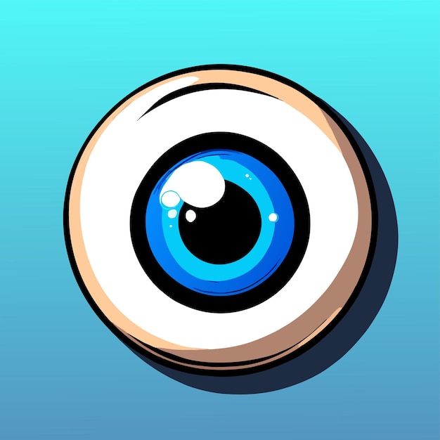 Globo ocular dibujado a mano plano elegante mascota personaje de dibujos animados dibujo pegatina icono concepto aislado