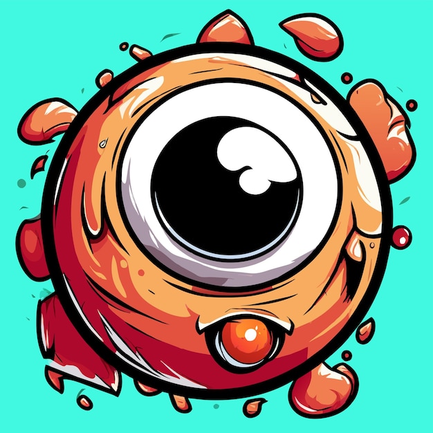 Vector globo ocular dibujado a mano plano elegante mascota personaje de dibujos animados dibujo pegatina icono concepto aislado