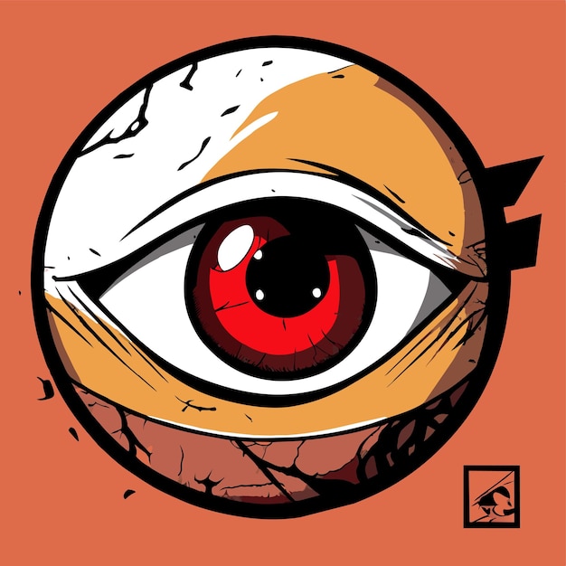 Globo ocular dibujado a mano plano elegante mascota personaje de dibujos animados dibujo pegatina icono concepto aislado