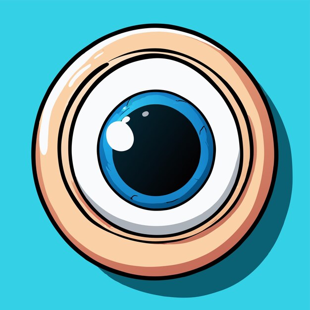 Vector globo ocular dibujado a mano plano elegante mascota personaje de dibujos animados dibujo pegatina icono concepto aislado