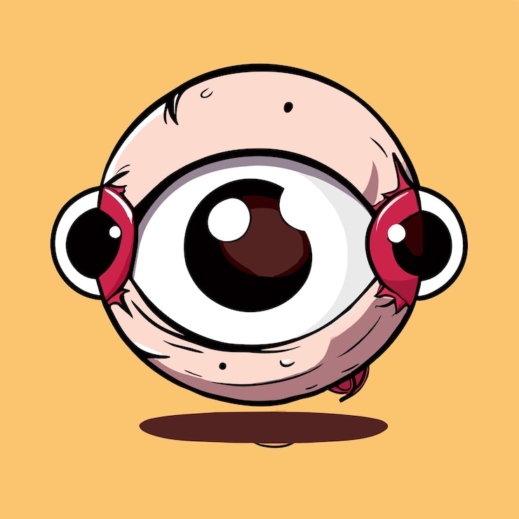 Vector globo ocular dibujado a mano plano elegante mascota personaje de dibujos animados dibujo pegatina icono concepto aislado