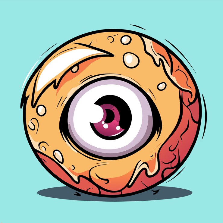 Vector globo ocular dibujado a mano plano elegante mascota personaje de dibujos animados dibujo pegatina icono concepto aislado