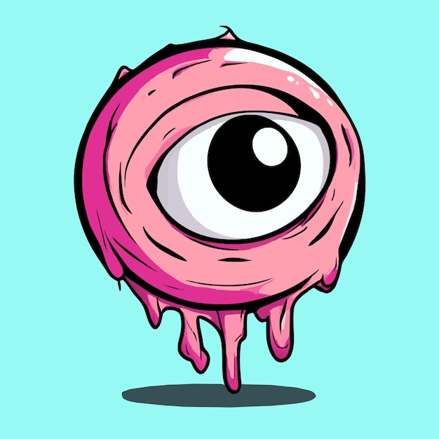 Globo ocular dibujado a mano plano elegante mascota personaje de dibujos animados dibujo pegatina icono concepto aislado