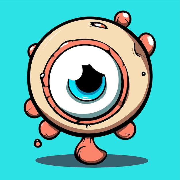 Globo ocular dibujado a mano plano elegante mascota personaje de dibujos animados dibujo pegatina icono concepto aislado