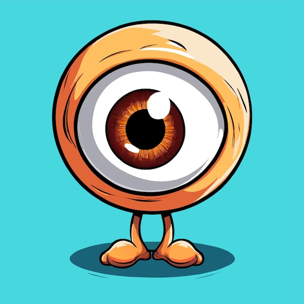 Vector globo ocular dibujado a mano plano elegante mascota personaje de dibujos animados dibujo pegatina icono concepto aislado