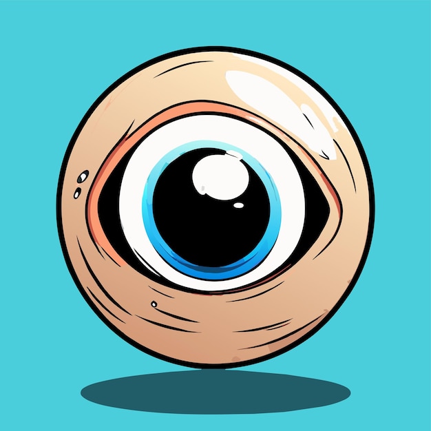 Globo ocular dibujado a mano plano elegante mascota personaje de dibujos animados dibujo pegatina icono concepto aislado