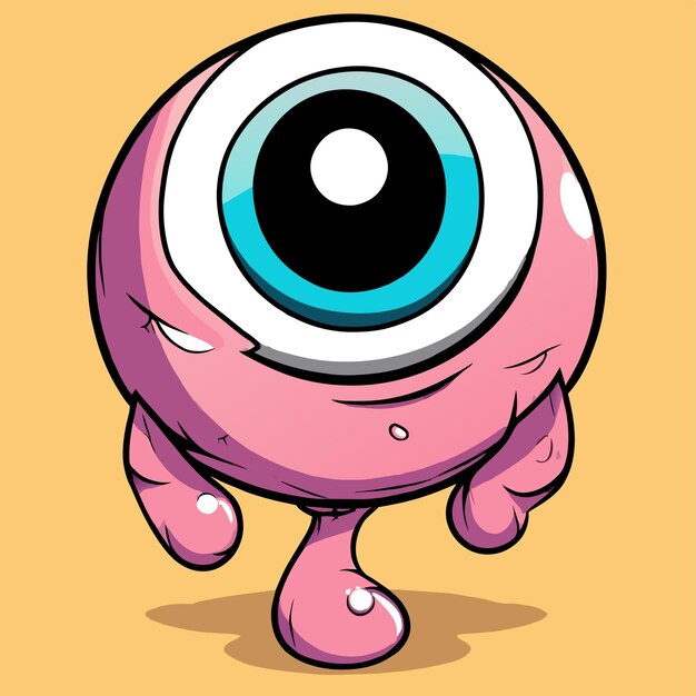 Globo ocular dibujado a mano plano elegante mascota personaje de dibujos animados dibujo pegatina icono concepto aislado